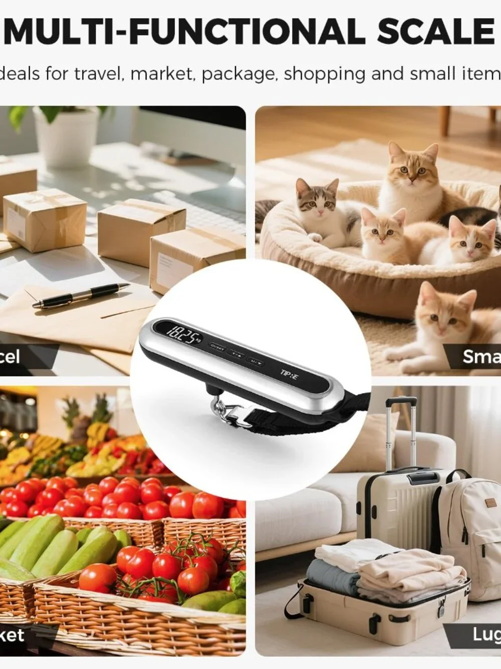 TIPRE Travel Luggage Scale 110lb Digital Suitcase Scale Portable Weight Scale Ha